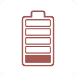 Pictogramme d'une batterie de téléphone presque vide avec une seule barre, symbolisant la fatigue chronique et l'épuisement professionnel (burn-out).