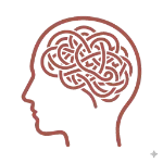 Pictogramme tête avec un nœud mental symbolisant le stress chronique et le surmenage.