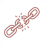 Pictogramme de chaînes brisées symbolisant la libération des angoisses, phobies et blocages émotionnels.