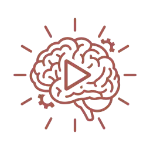 Icône minimaliste symbolisant la lecture vidéo (bouton Play) et l'analyse mentale. Section dédiée à la compréhension des mécanismes du cerveau face aux émotions.